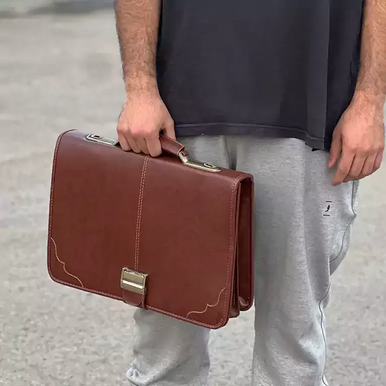 حمل دستی کیف چرمی اداری دیپلمات مدل A-2